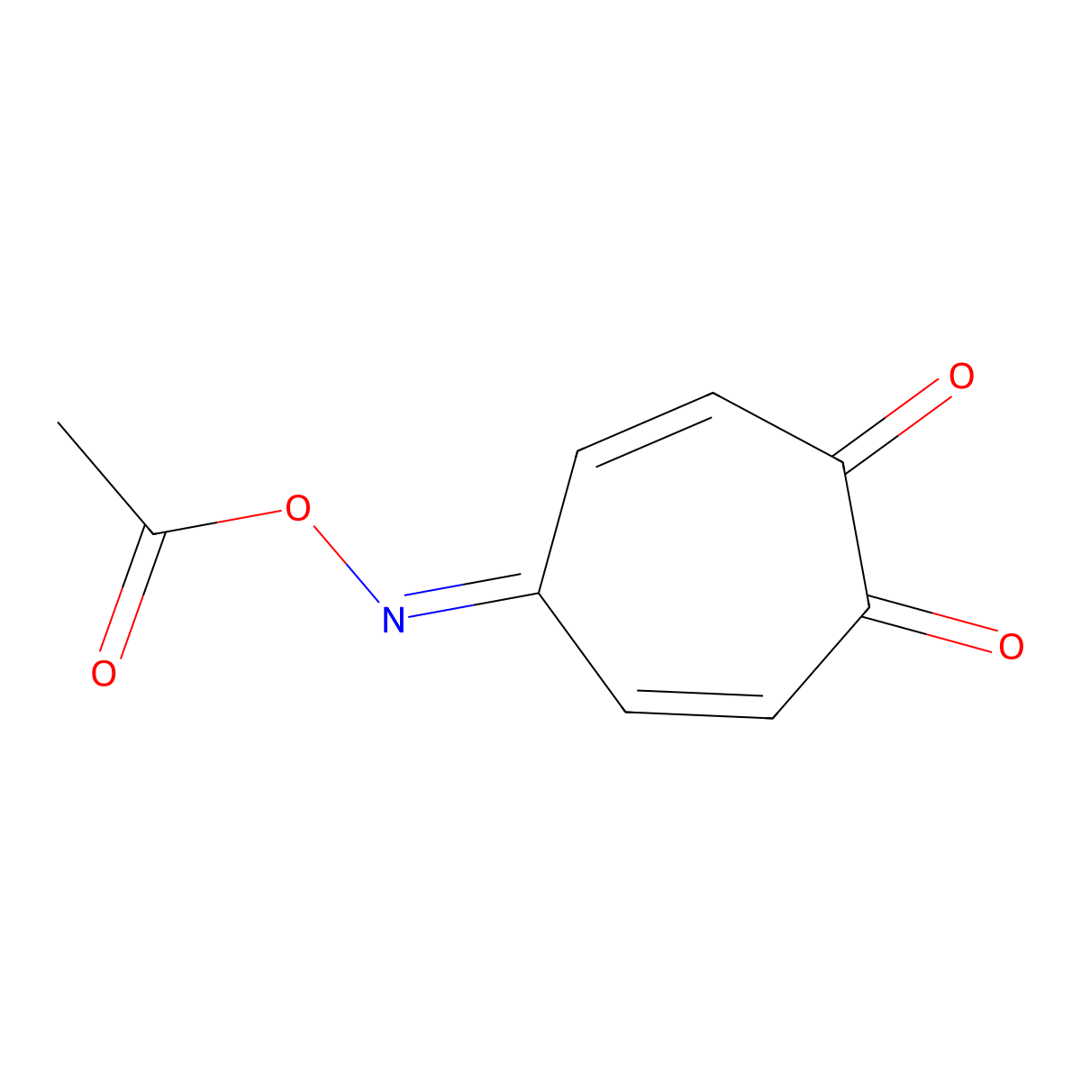 3,6-Cycloheptadiene-1,2,5-trione, 5-O-acetyloxime molecular structure, CAS 2297-69-0