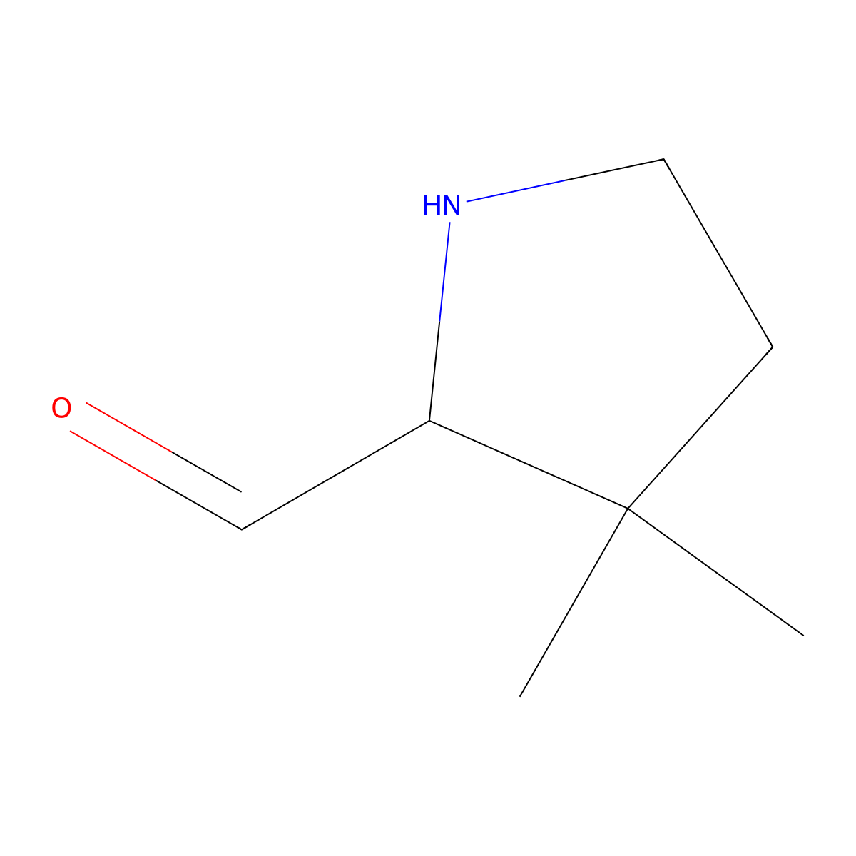 3,3-Dimethylpyrrolidine-2-carbaldehyde molecular structure, CAS 2297128-20-0