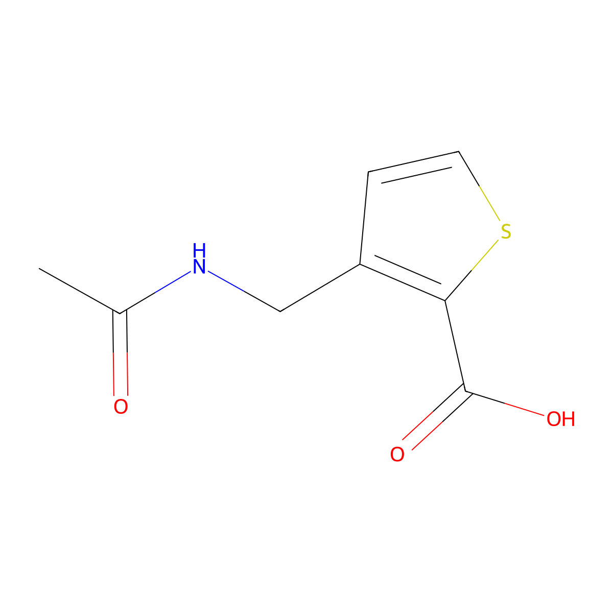 3-(Acetamidomethyl)thiophene-2-carboxylic acid molecular structure, CAS 2297151-34-7