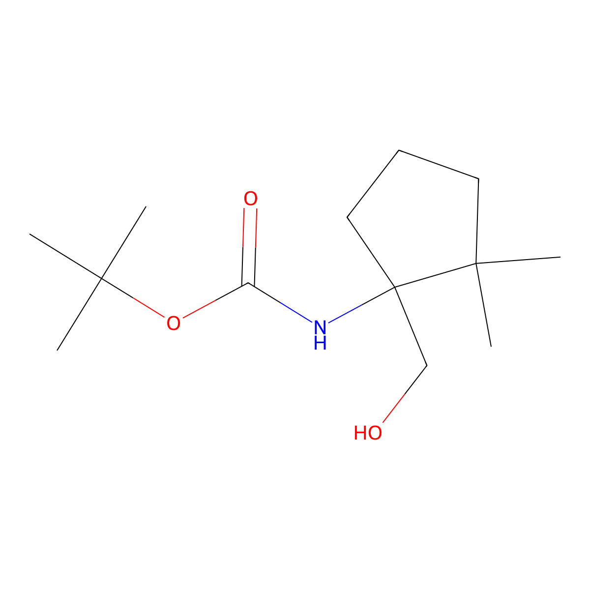 tert-butyl N-[1-(hydroxymethyl)-2,2-dimethylcyclopentyl]carbamate molecular structure, CAS 2297176-29-3