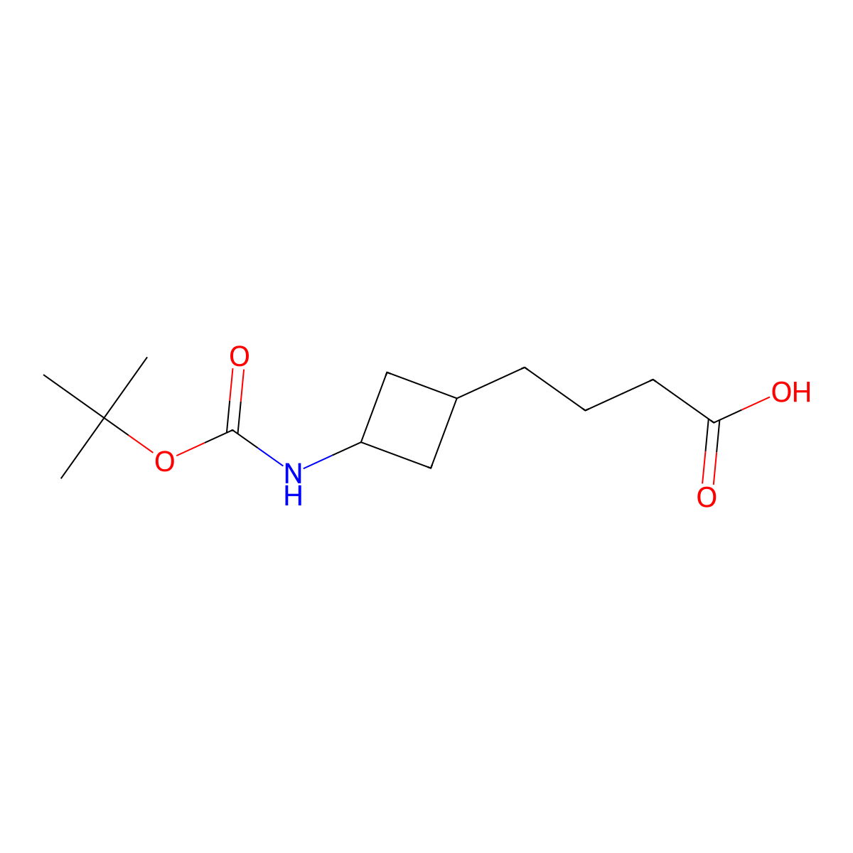 4-[3-[(2-Methylpropan-2-yl)oxycarbonylamino]cyclobutyl]butanoic acid molecular structure, CAS 2297252-27-6