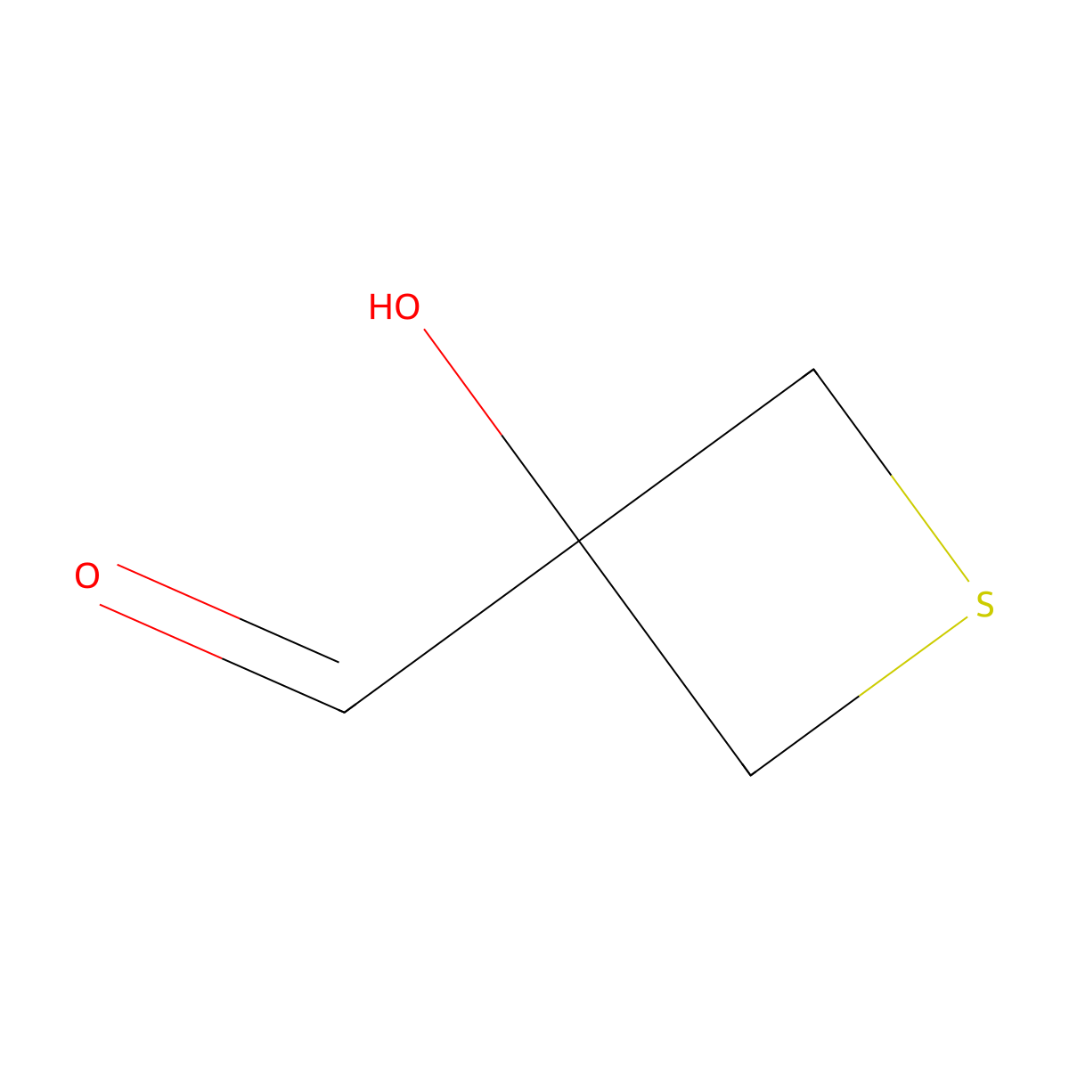 3-Hydroxythietane-3-carbaldehyde molecular structure, CAS 2297254-73-8
