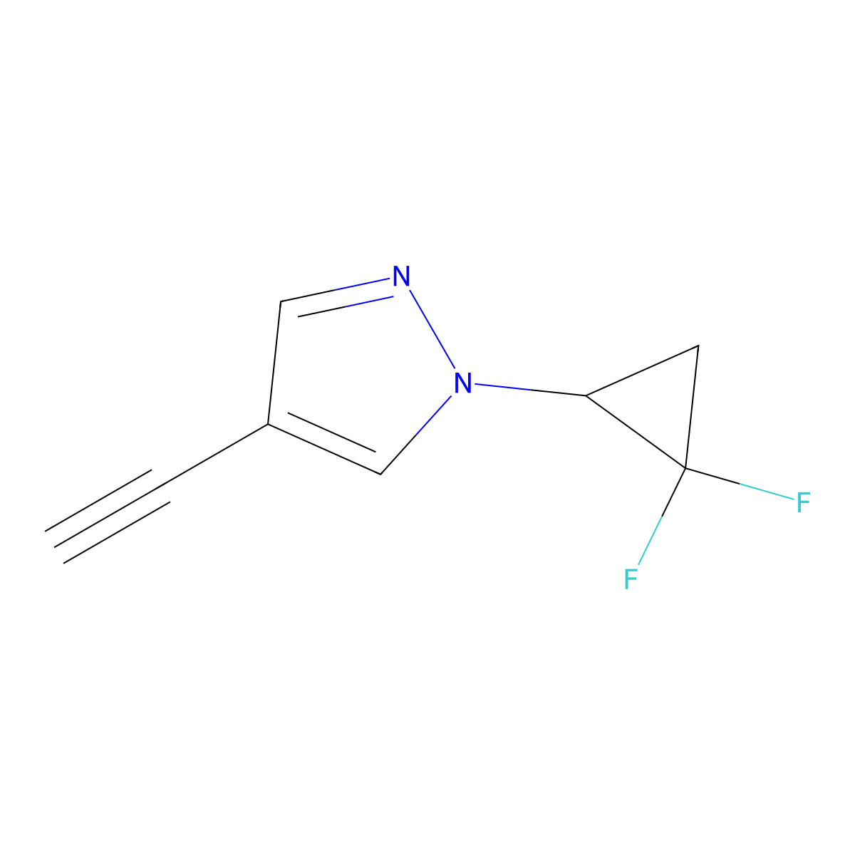 1-(2,2-difluorocyclopropyl)-4-ethynyl-1H-pyrazole molecular structure, CAS 2297377-35-4