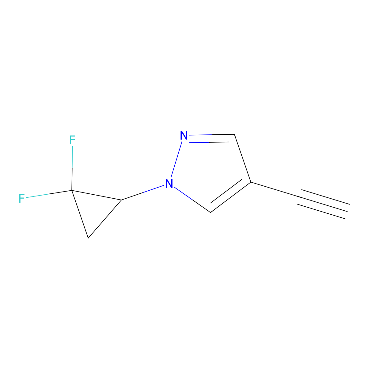 1-(2,2-difluorocyclopropyl)-4-ethynyl-1H-pyrazole molecular structure, CAS 2297377-35-4