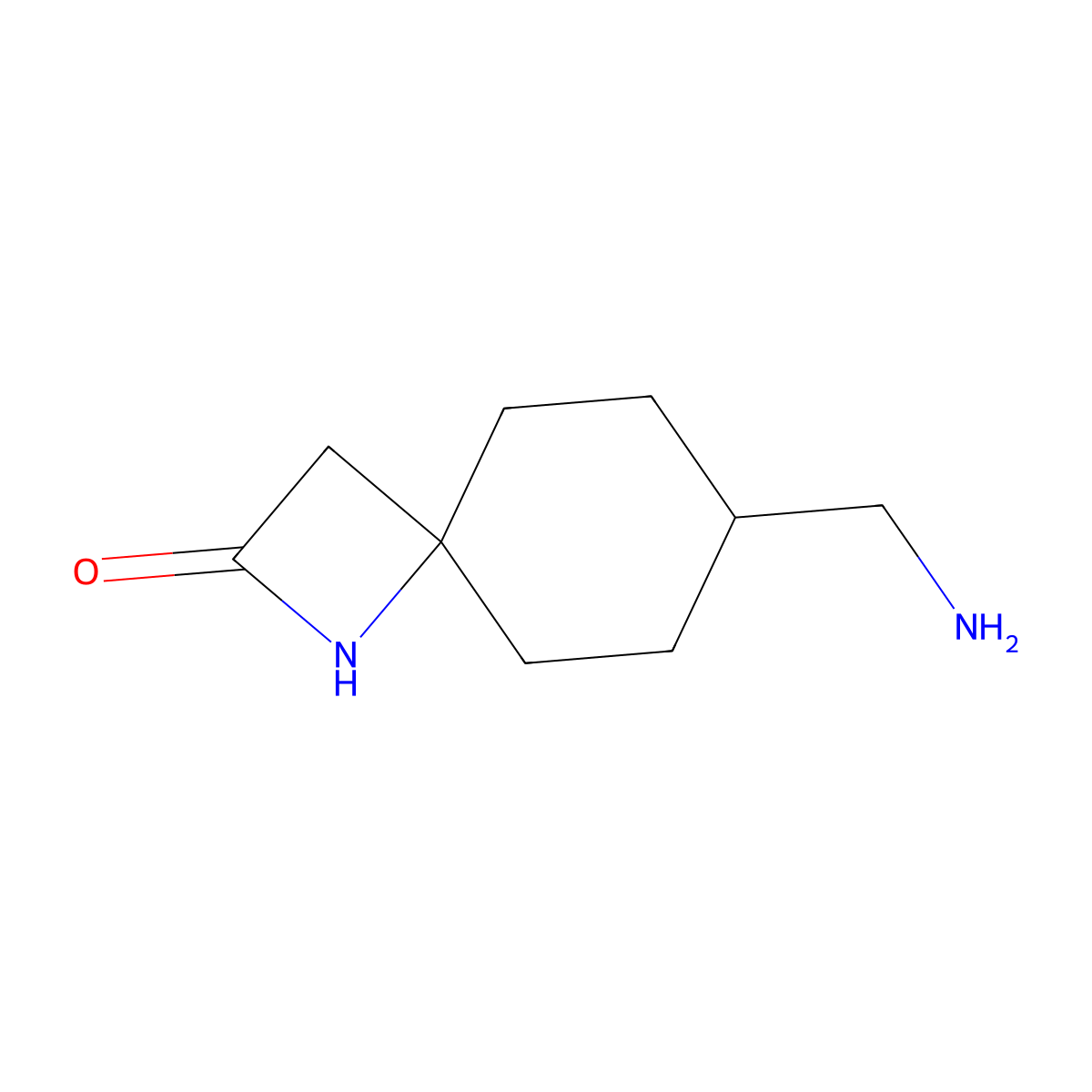 7-(Aminomethyl)-1-azaspiro[3.5]nonan-2-one molecular structure, CAS 2297378-74-4