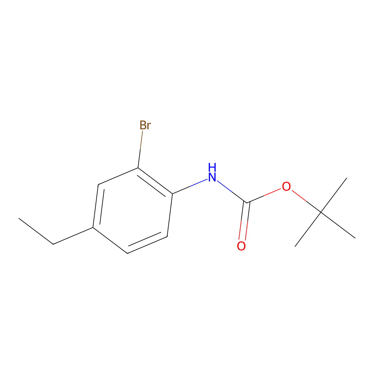 tert-butyl N-(2-bromo-4-ethylphenyl)carbamate molecular structure, CAS 2297429-09-3
