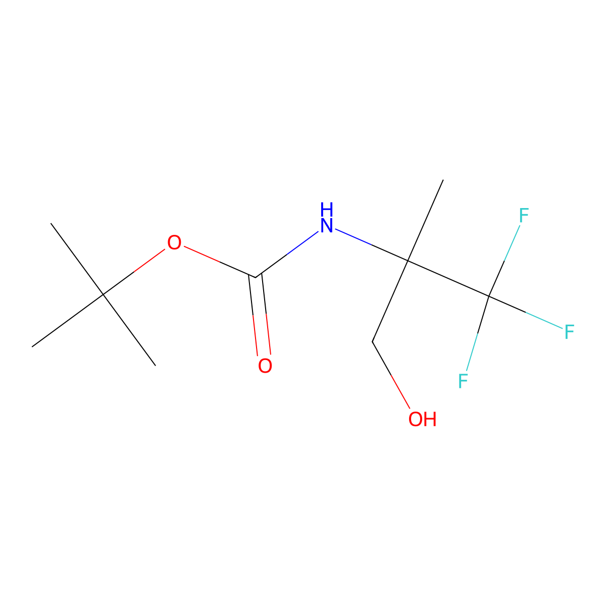tert-butyl N-(1,1,1-trifluoro-3-hydroxy-2-methylpropan-2-yl)carbamate molecular structure, CAS 2297529-99-6