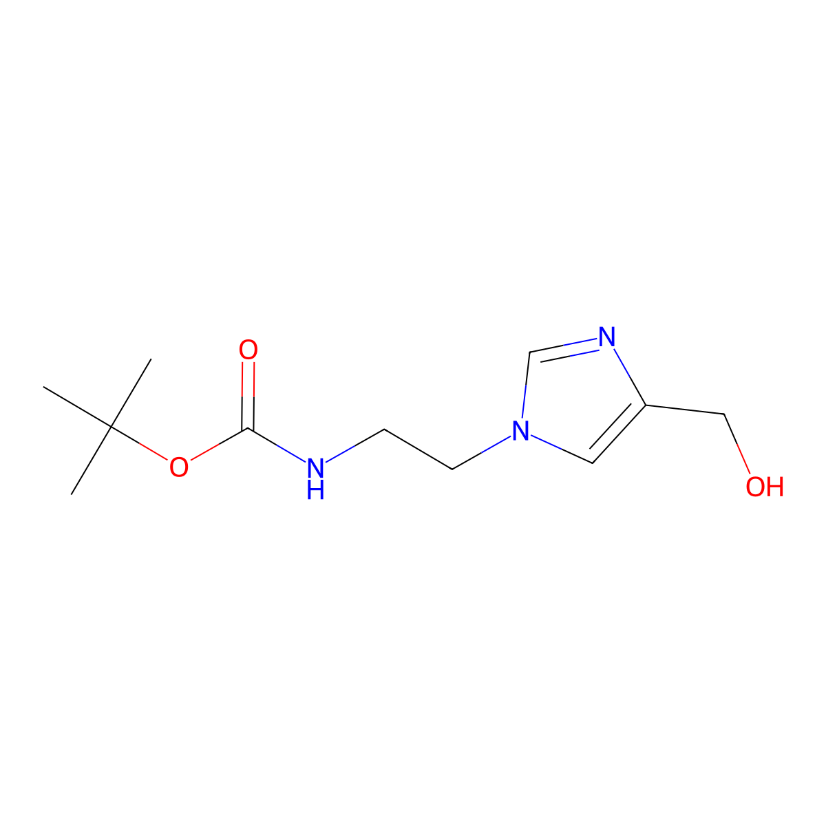 tert-butyl N-{2-[4-(hydroxymethyl)-1H-imidazol-1-yl]ethyl}carbamate molecular structure, CAS 2297530-25-5
