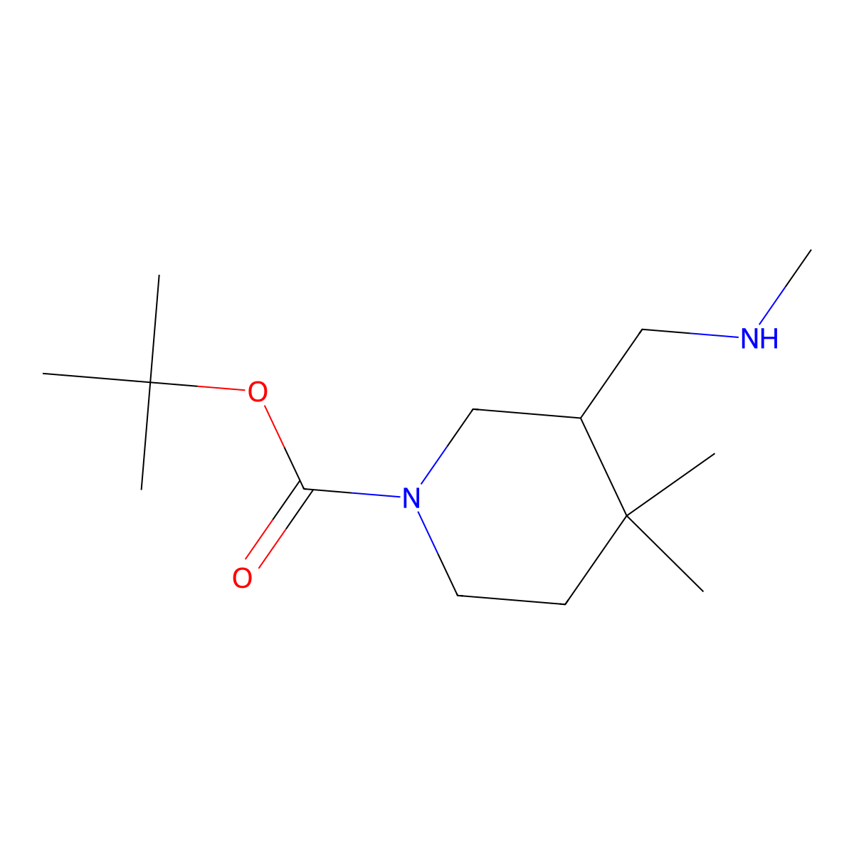 Tert-butyl 4,4-dimethyl-3-[(methylamino)methyl]piperidine-1-carboxylate molecular structure, CAS 2297554-23-3