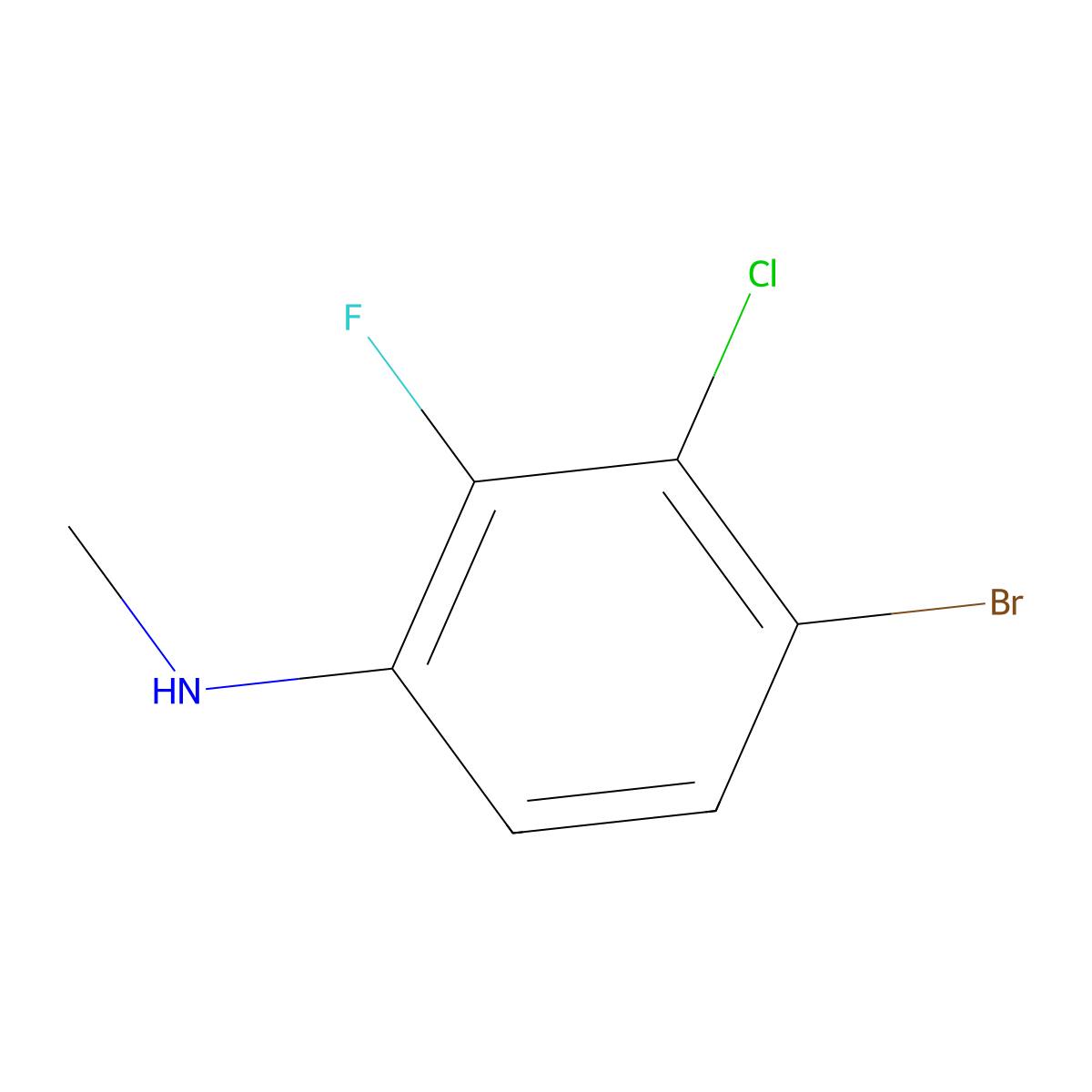 4-bromo-3-chloro-2-fluoro-N-methylaniline molecular structure, CAS 2297597-92-1