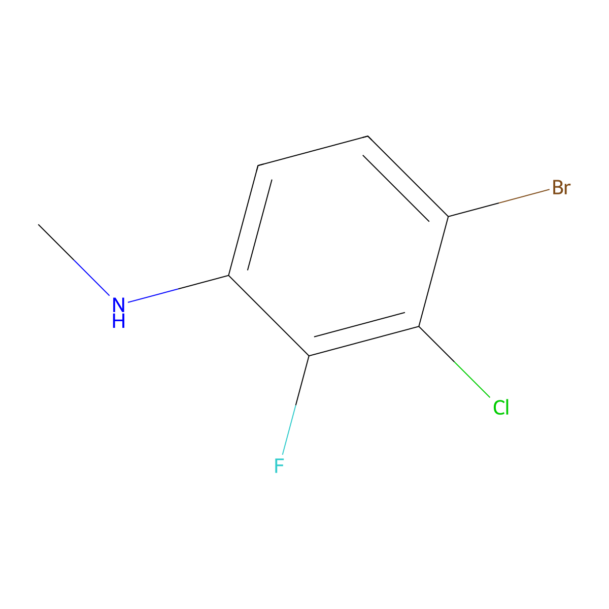 4-bromo-3-chloro-2-fluoro-N-methylaniline molecular structure, CAS 2297597-92-1