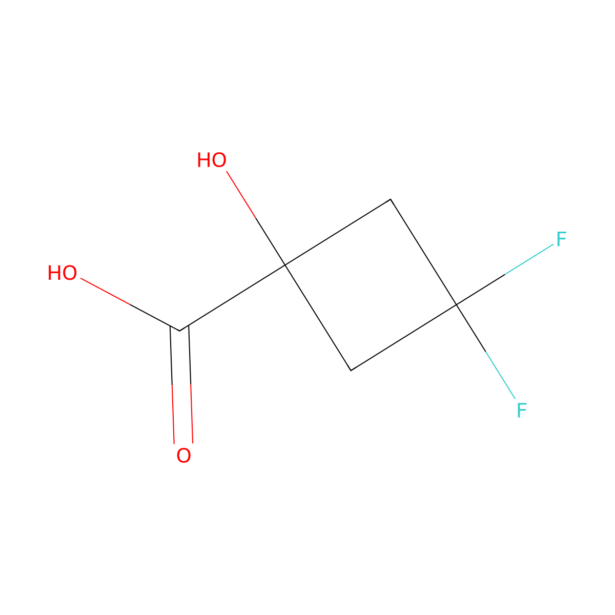 3,3-Difluoro-1-hydroxycyclobutane-1-carboxylic acid molecular structure, CAS 2297599-09-6