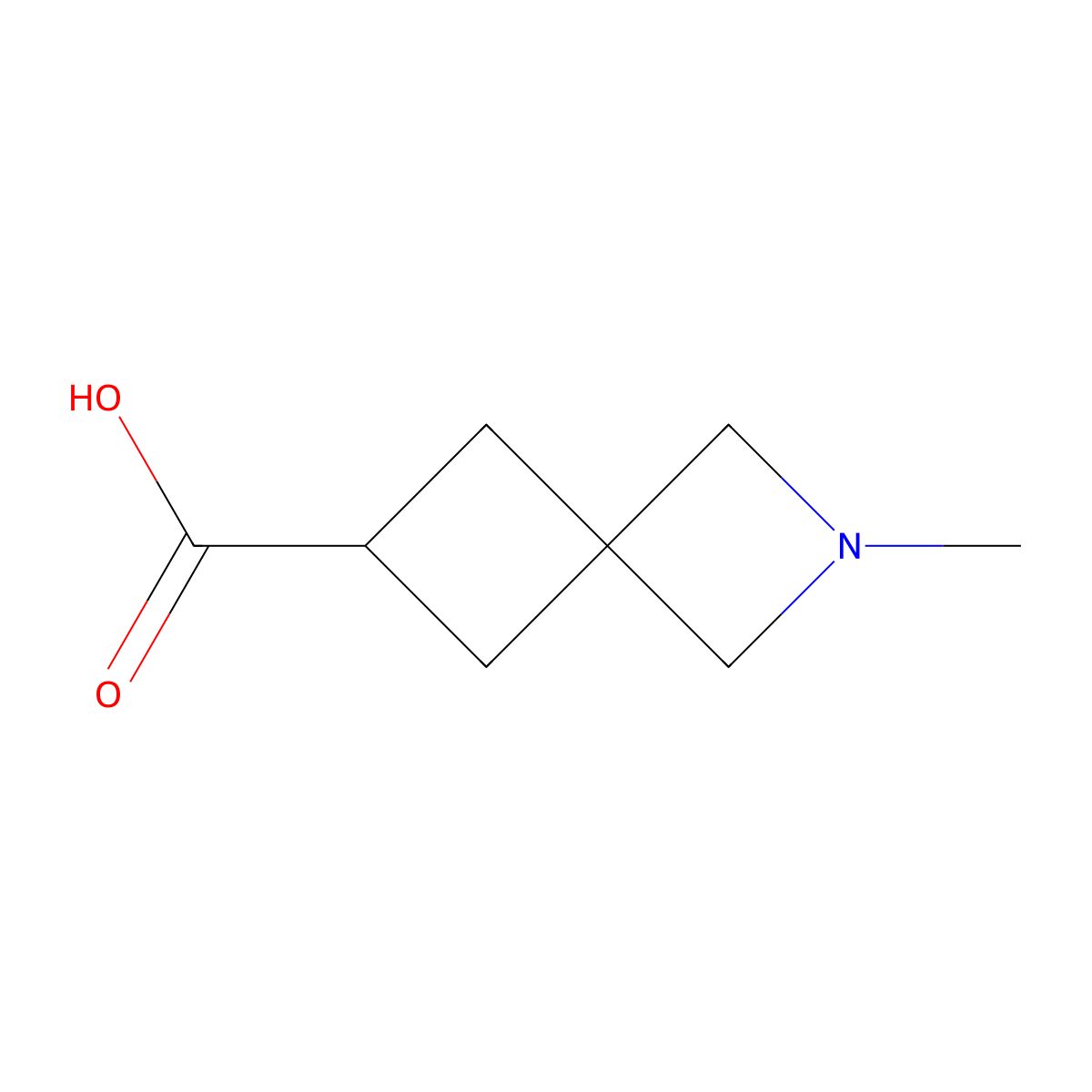2-Methyl-2-azaspiro[3.3]heptane-6-carboxylic acid molecular structure, CAS 2297638-29-8