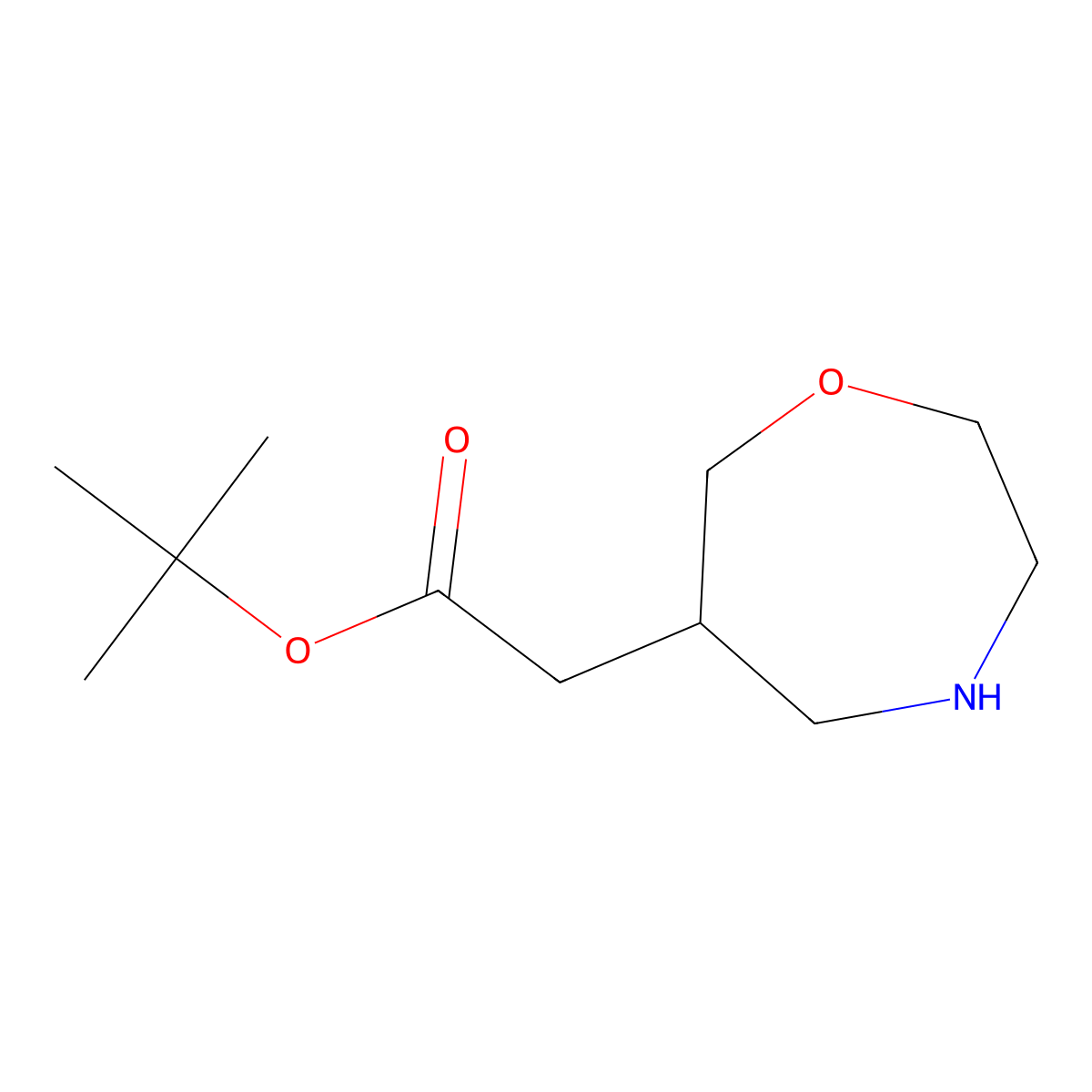 Tert-butyl 2-(1,4-oxazepan-6-yl)acetate molecular structure, CAS 2297638-47-0