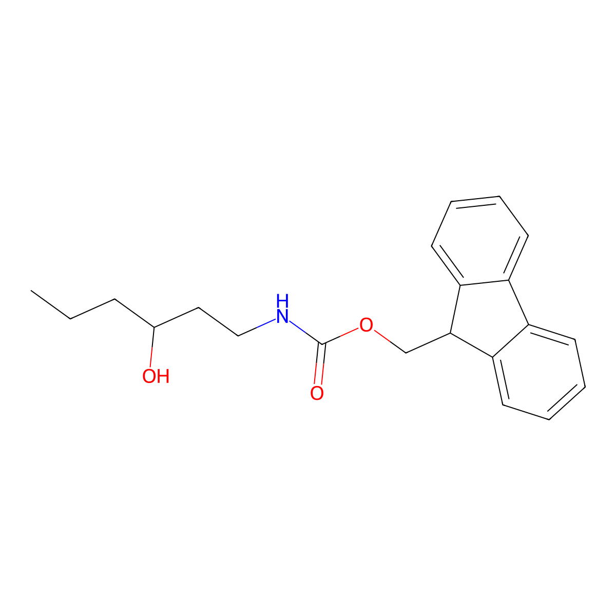 (9H-fluoren-9-yl)methyl N-(3-hydroxyhexyl)carbamate molecular structure, CAS 2297692-87-4