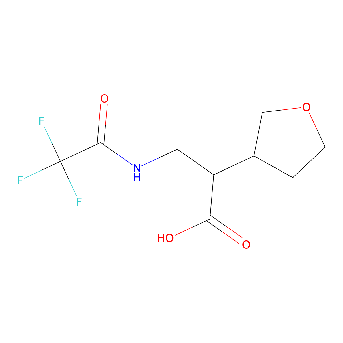 2-(Oxolan-3-yl)-3-(trifluoroacetamido)propanoic acid molecular structure, CAS 2297727-93-4