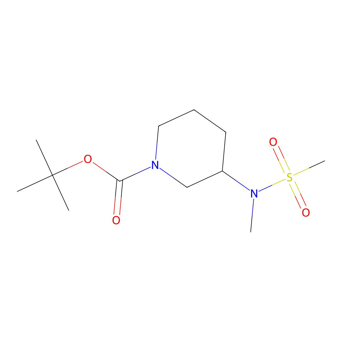 tert-butyl 3-(N-methylmethanesulfonamido)piperidine-1-carboxylate molecular structure, CAS 2297796-01-9