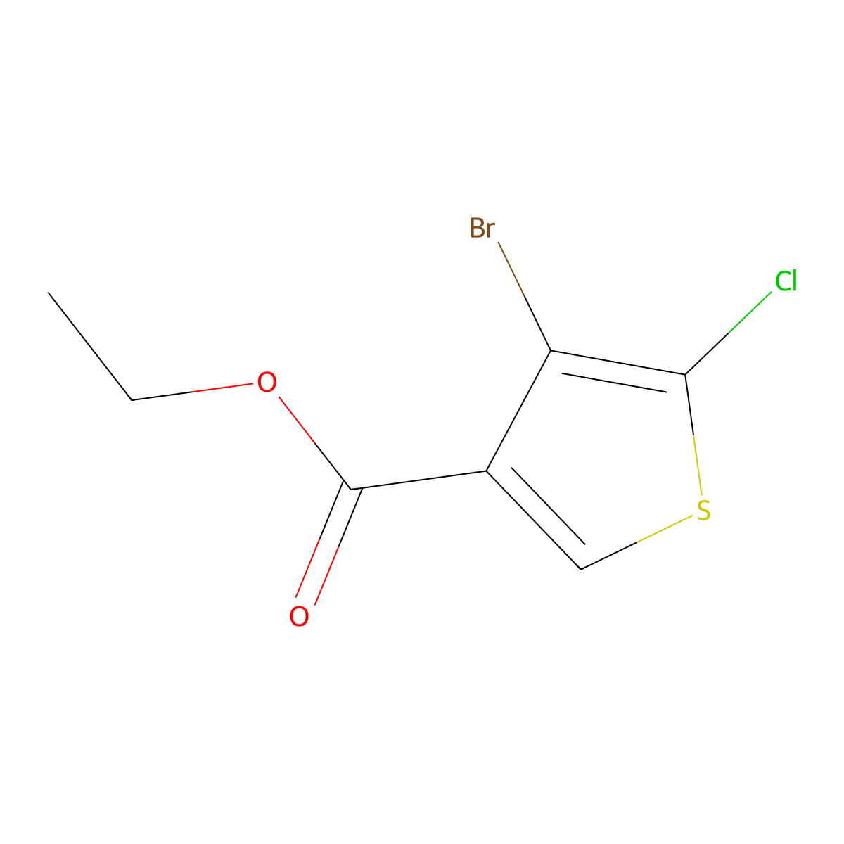 Ethyl 4-bromo-5-chlorothiophene-3-carboxylate molecular structure, CAS 2297850-30-5