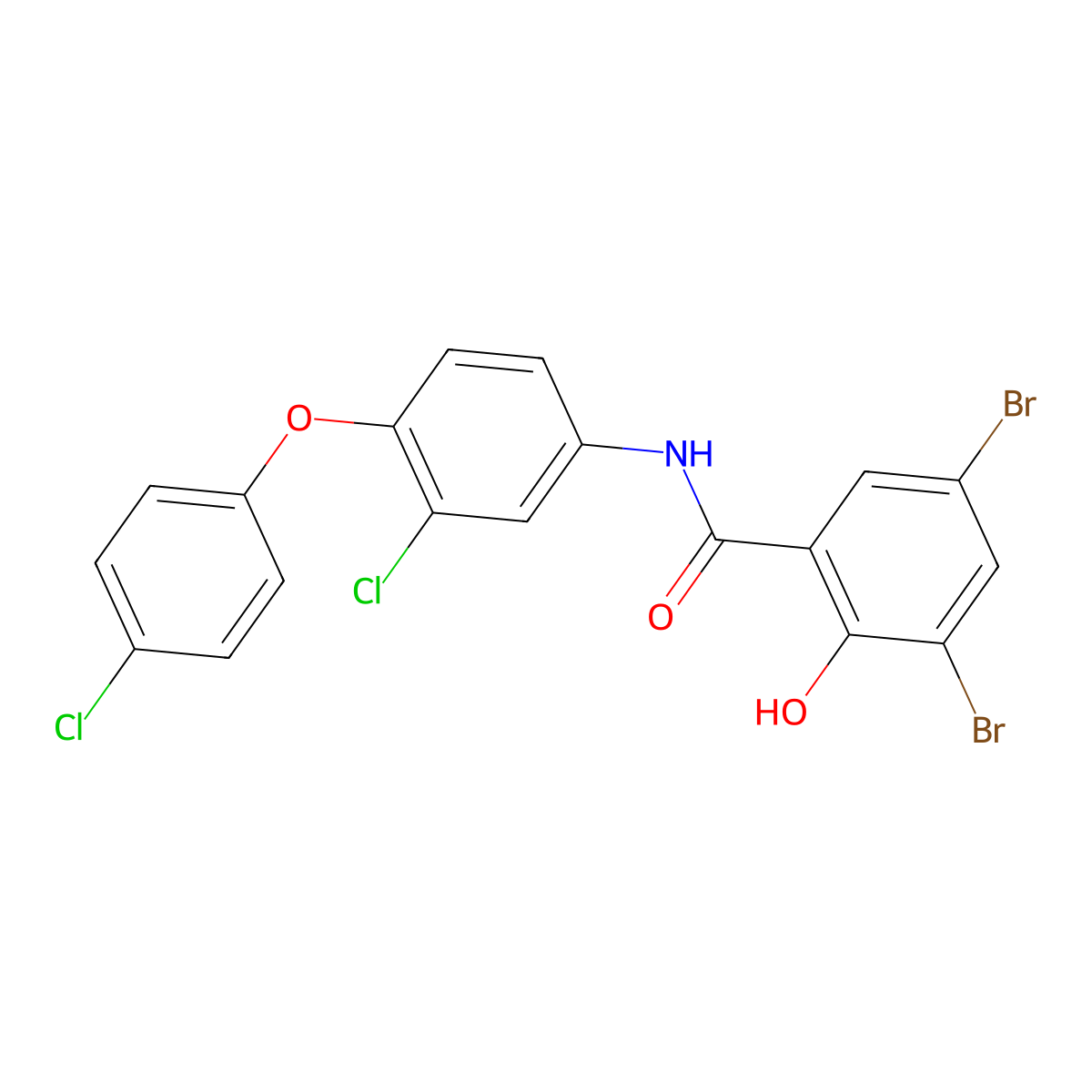 3,5-dibromo-N-[3-chloro-4-(4-chlorophenoxy)phenyl]-2-hydroxybenzamide molecular structure, CAS 22979-70-0