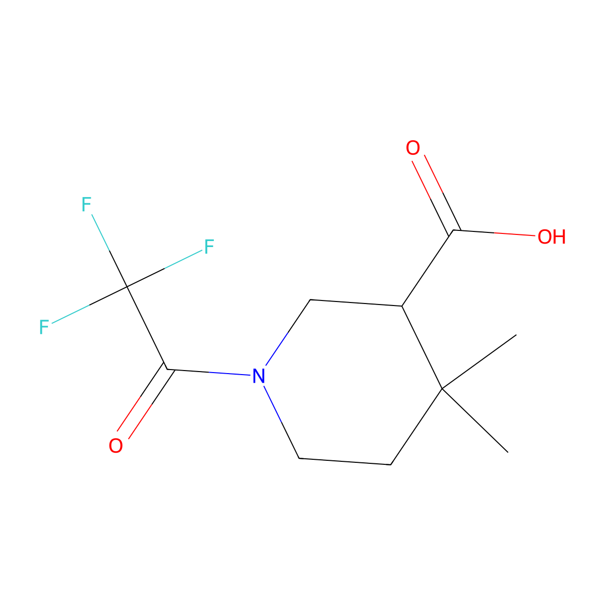 4,4-Dimethyl-1-(trifluoroacetyl)piperidine-3-carboxylic acid molecular structure, CAS 2297969-37-8