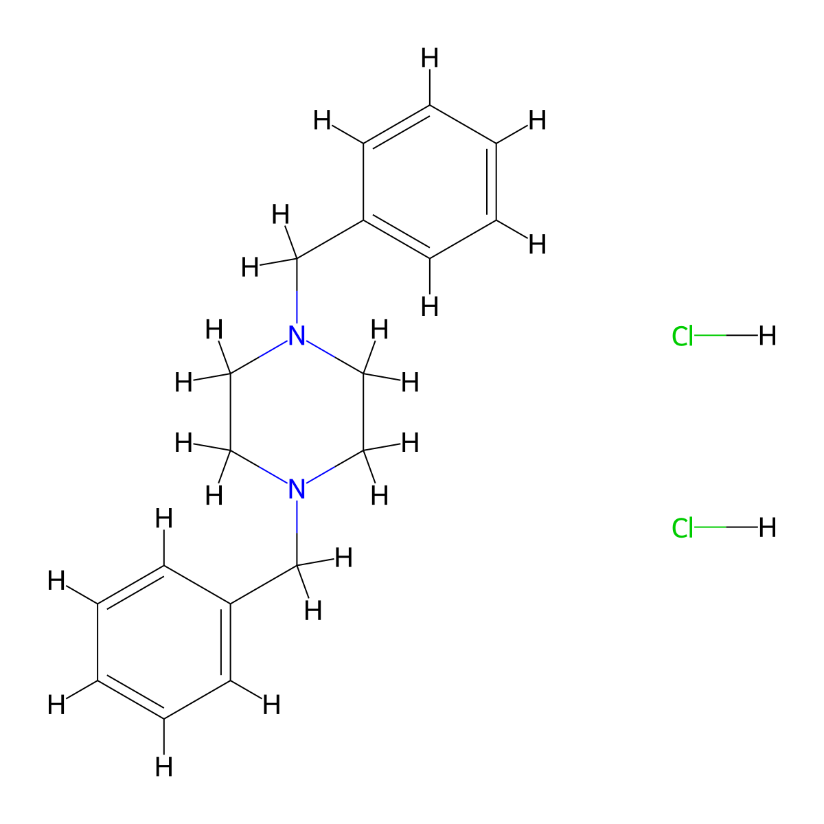 1,4-Dibenzylpiperazine dihydrochloride molecular structure, CAS 2298-55-7