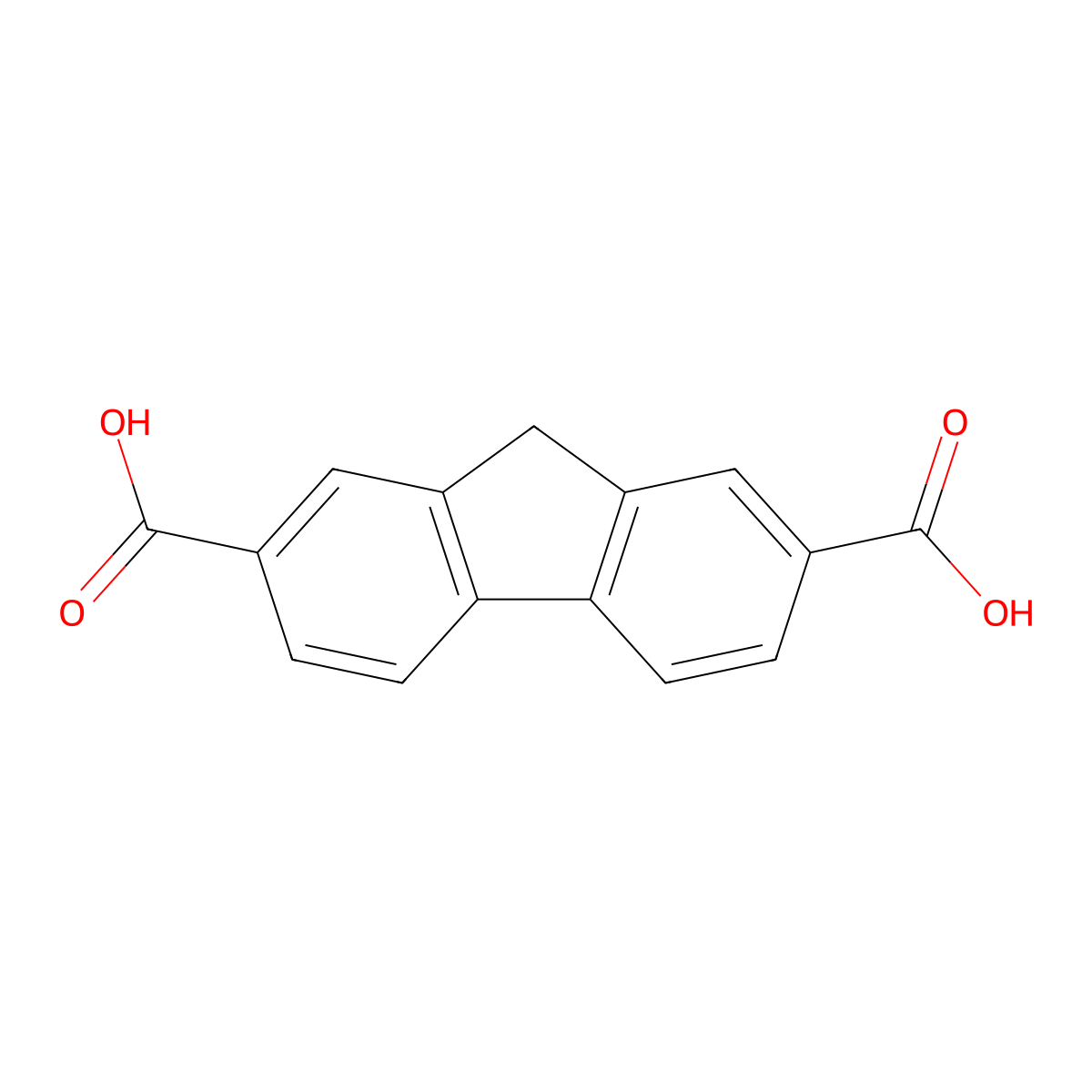9H-Fluorene-2,7-dicarboxylic acid molecular structure, CAS 22980-67-2