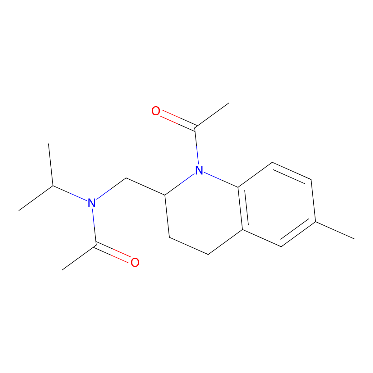 N-((1-Acetyl-1,2,3,4-tetrahydro-6-methyl-2-quinolyl)methyl)-N-isopropylacetamide molecular structure, CAS 22982-86-1