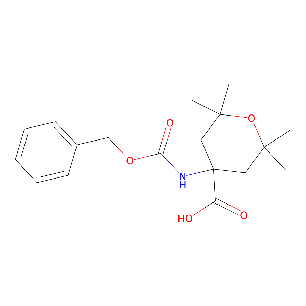 4-{[(Benzyloxy)carbonyl]amino}-2,2,6,6-tetramethyloxane-4-carboxylic acid molecular structure, CAS 2298214-91-0