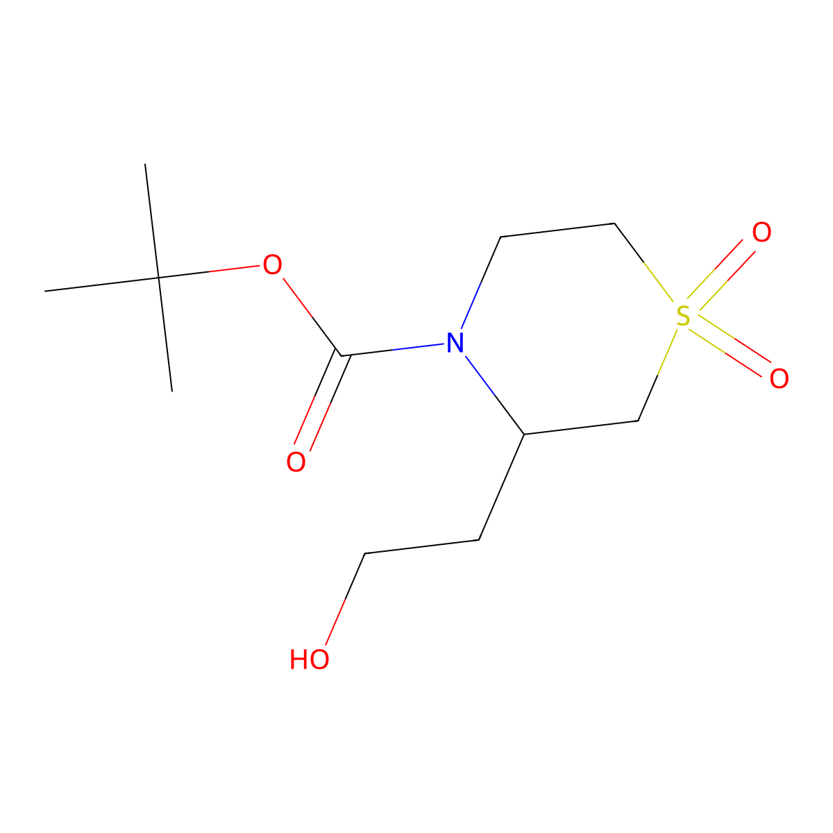 Tert-butyl 3-(2-hydroxyethyl)-1,1-dioxo-1lambda6-thiomorpholine-4-carboxylate molecular structure, CAS 2298244-81-0