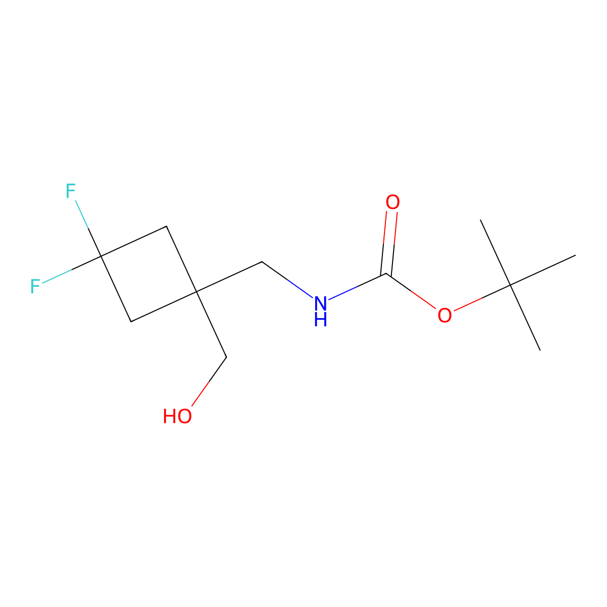 tert-butyl N-{[3,3-difluoro-1-(hydroxymethyl)cyclobutyl]methyl}carbamate molecular structure, CAS 2298245-03-9