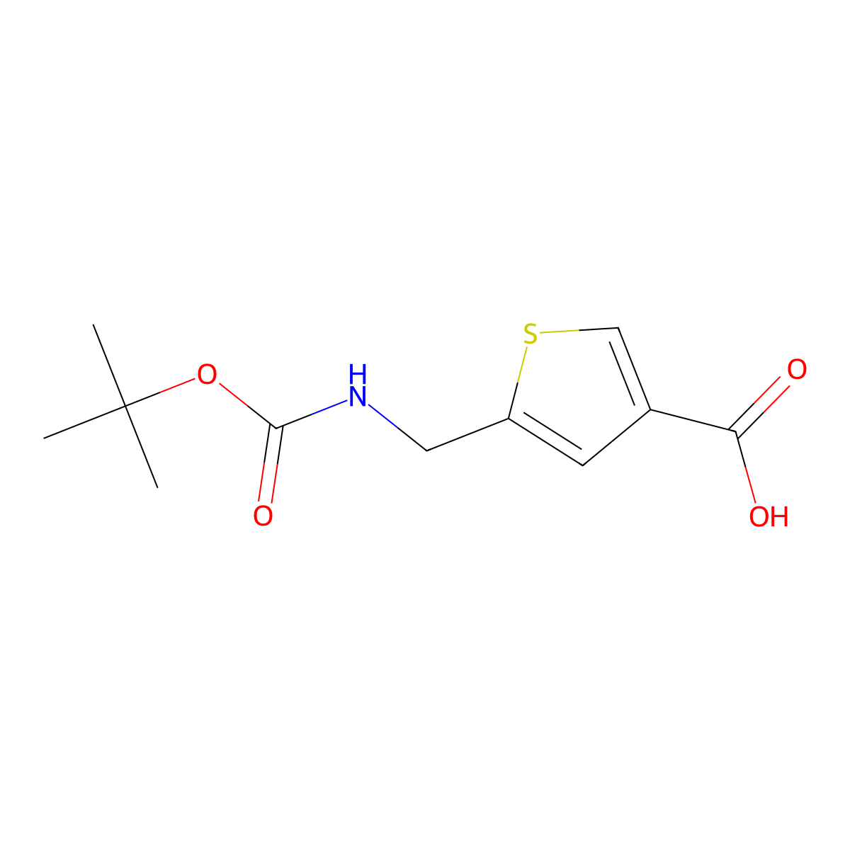 5-((((Tert-butoxy)carbonyl)amino)methyl)thiophene-3-carboxylic acid molecular structure, CAS 2298245-86-8