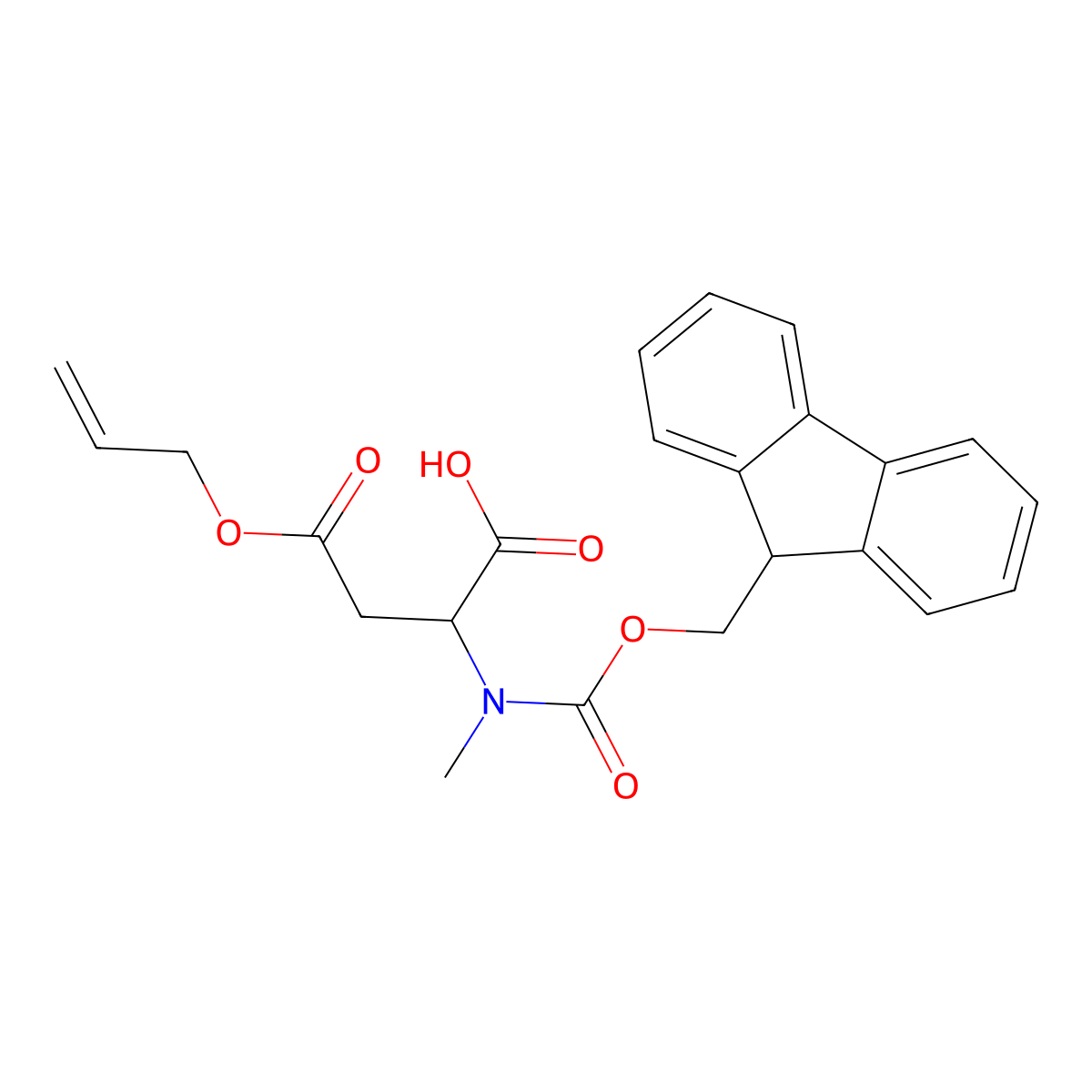 (S)-2-[[[(9H-Fluoren-9-yl)methoxy]carbonyl](methyl)amino]-4-(allyloxy)-4-oxobutanoic acid molecular structure, CAS 2298323-86-9