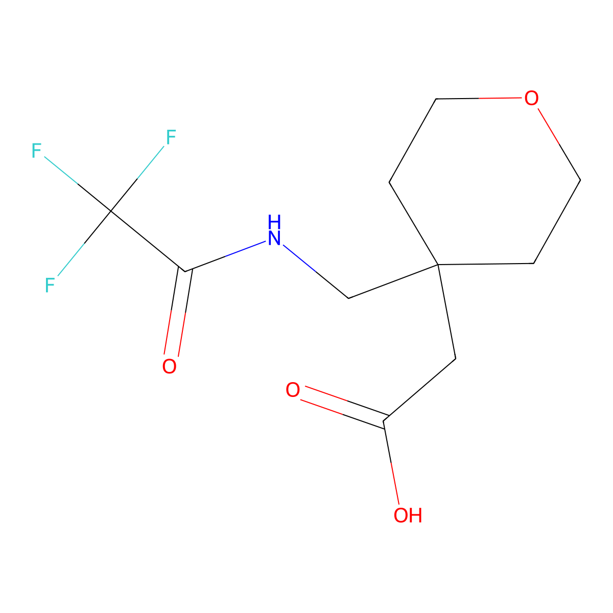 2-{4-[(Trifluoroacetamido)methyl]oxan-4-yl}acetic acid molecular structure, CAS 2298325-47-8