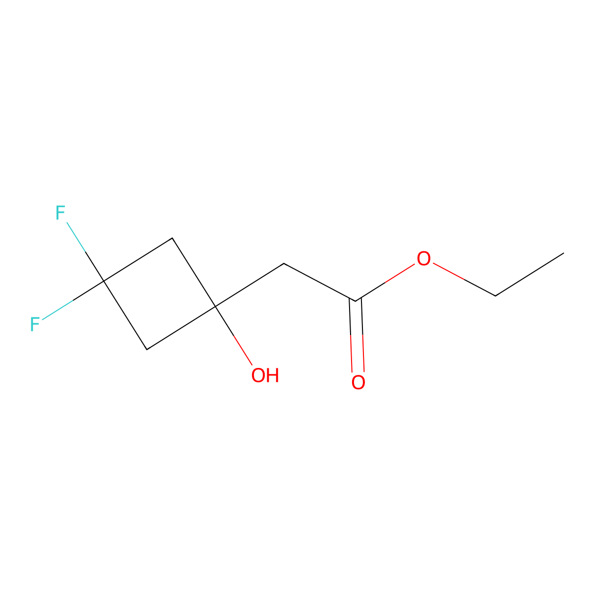 Ethyl 2-(3,3-difluoro-1-hydroxy-cyclobutyl)acetate molecular structure, CAS 2298347-24-5