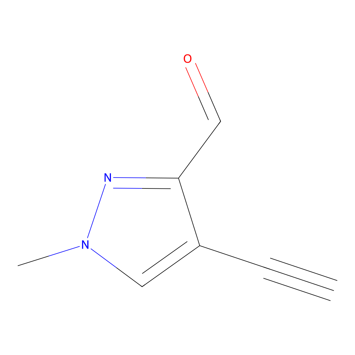 4-ethynyl-1-methyl-1H-pyrazole-3-carbaldehyde molecular structure, CAS 2298349-44-5