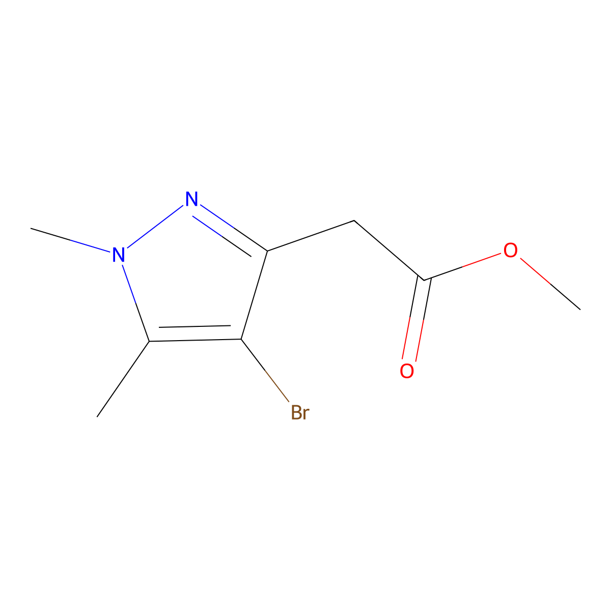 methyl 2-(4-bromo-1,5-dimethyl-1H-pyrazol-3-yl)acetate molecular structure, CAS 2298349-91-2