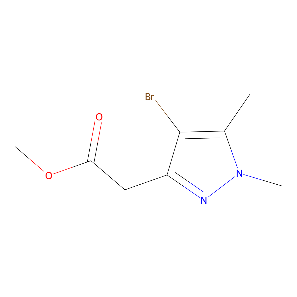methyl 2-(4-bromo-1,5-dimethyl-1H-pyrazol-3-yl)acetate molecular structure, CAS 2298349-91-2