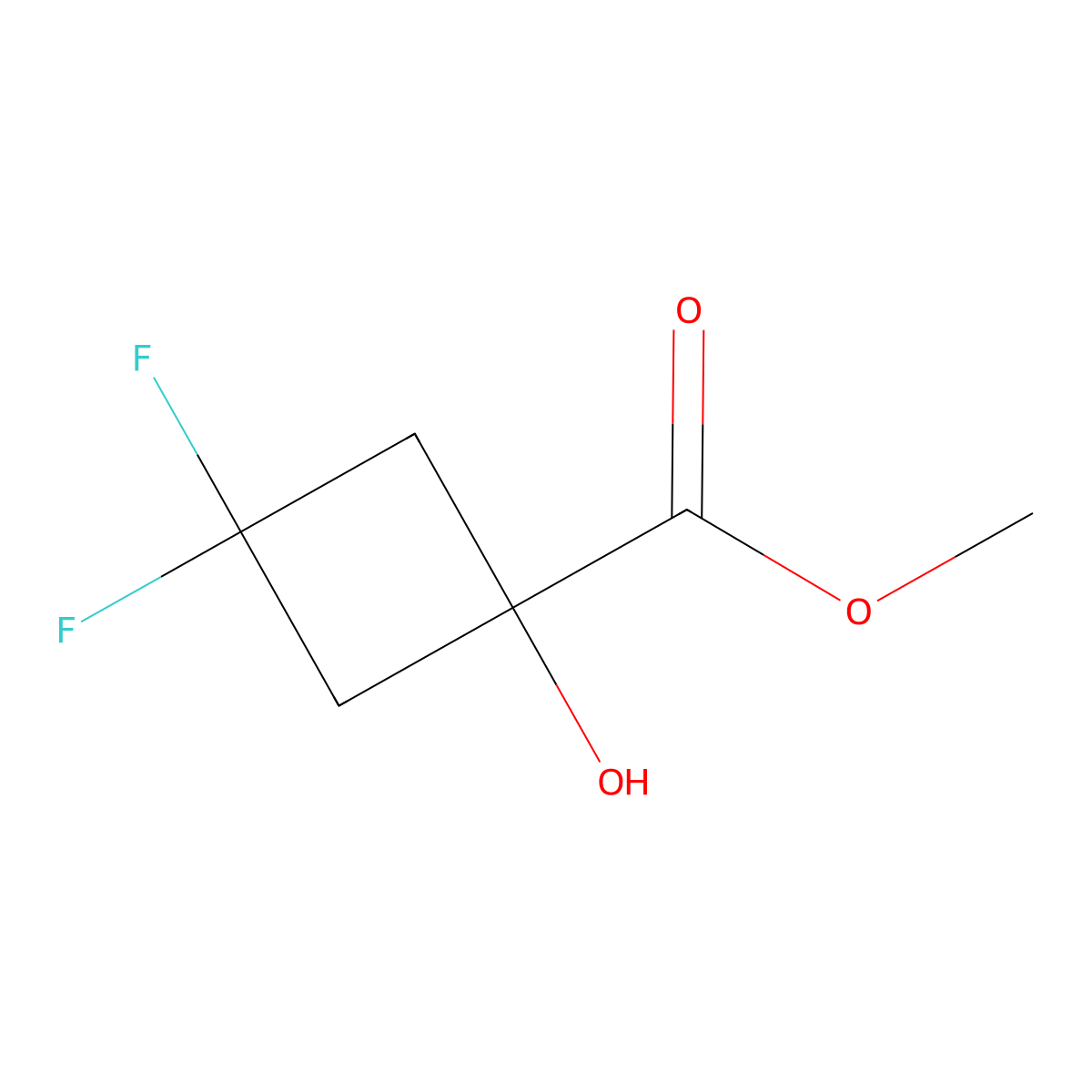 Methyl 3,3-difluoro-1-hydroxy-cyclobutanecarboxylate molecular structure, CAS 2298385-66-5