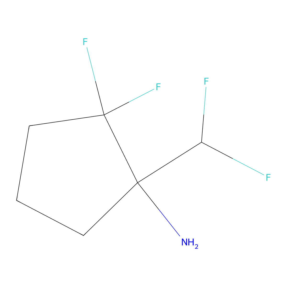 1-(Difluoromethyl)-2,2-difluorocyclopentan-1-amine molecular structure, CAS 2298409-62-6