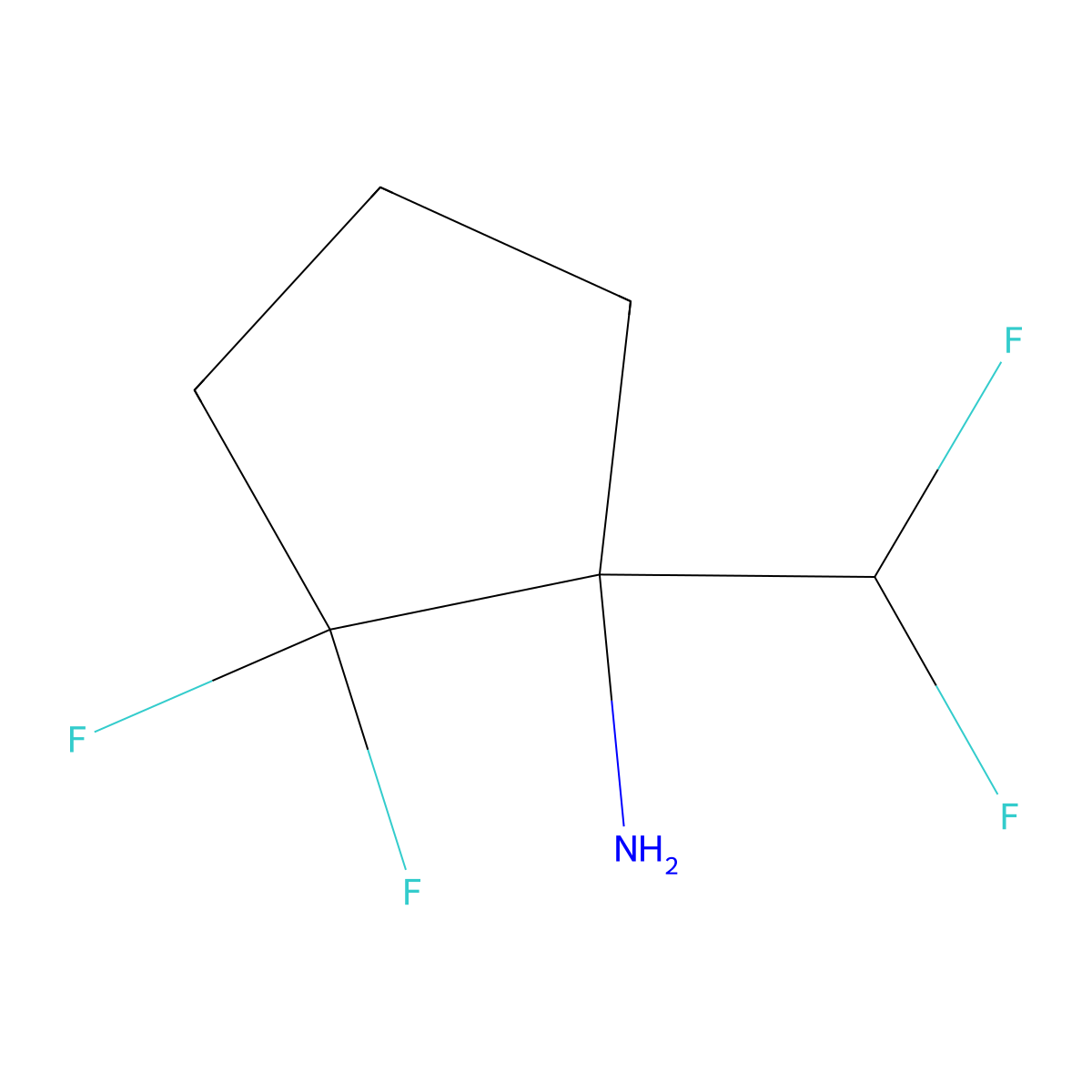 1-(Difluoromethyl)-2,2-difluorocyclopentan-1-amine molecular structure, CAS 2298409-62-6