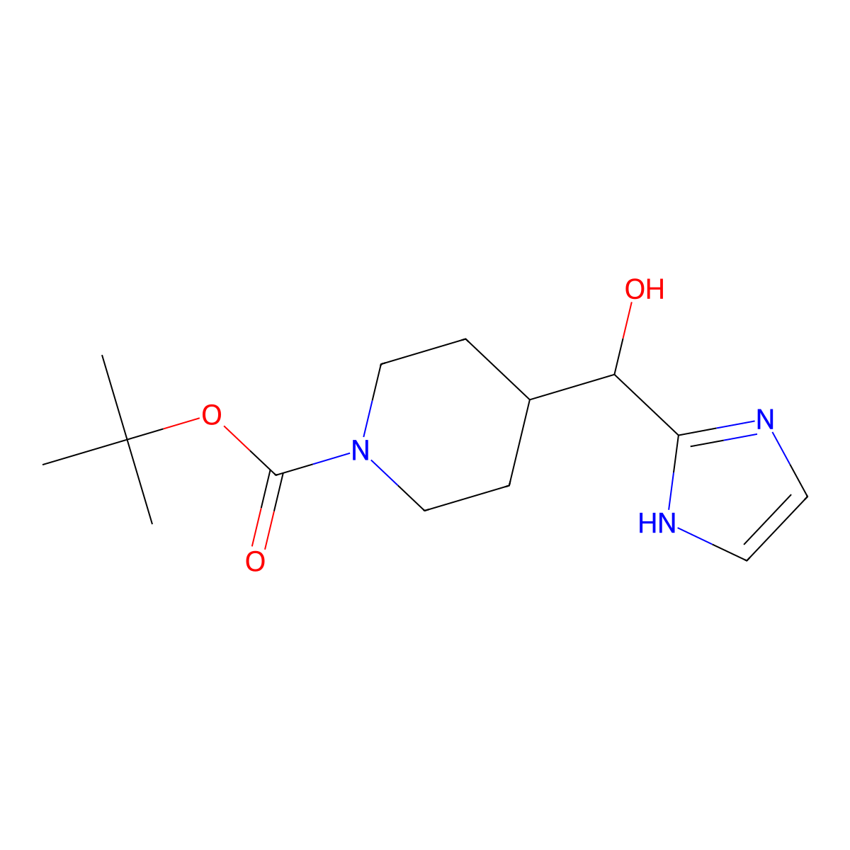 tert-butyl 4-[hydroxy(1H-imidazol-2-yl)methyl]piperidine-1-carboxylate molecular structure, CAS 2298533-73-8
