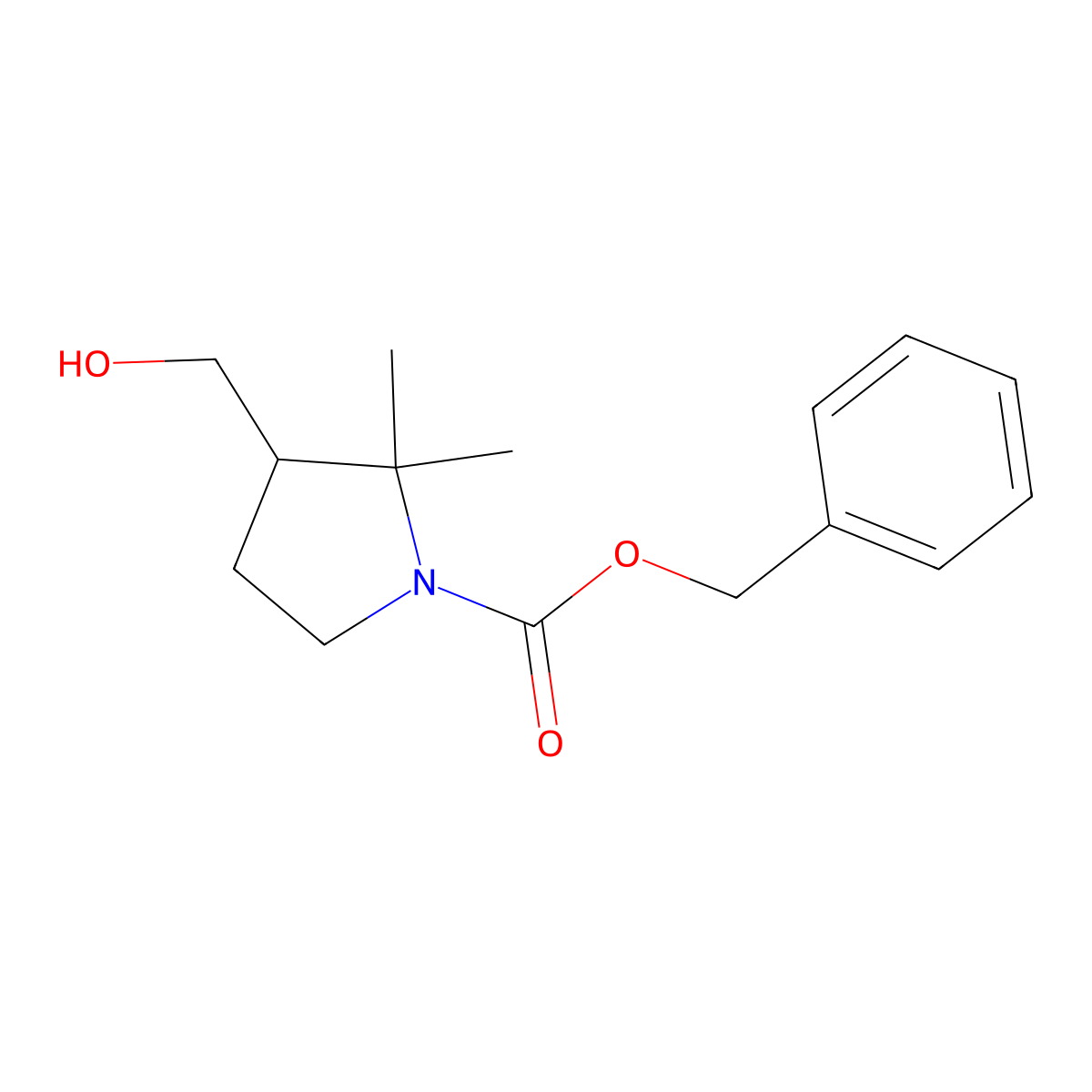 Benzyl 3-(hydroxymethyl)-2,2-dimethylpyrrolidine-1-carboxylate molecular structure, CAS 2298566-62-6