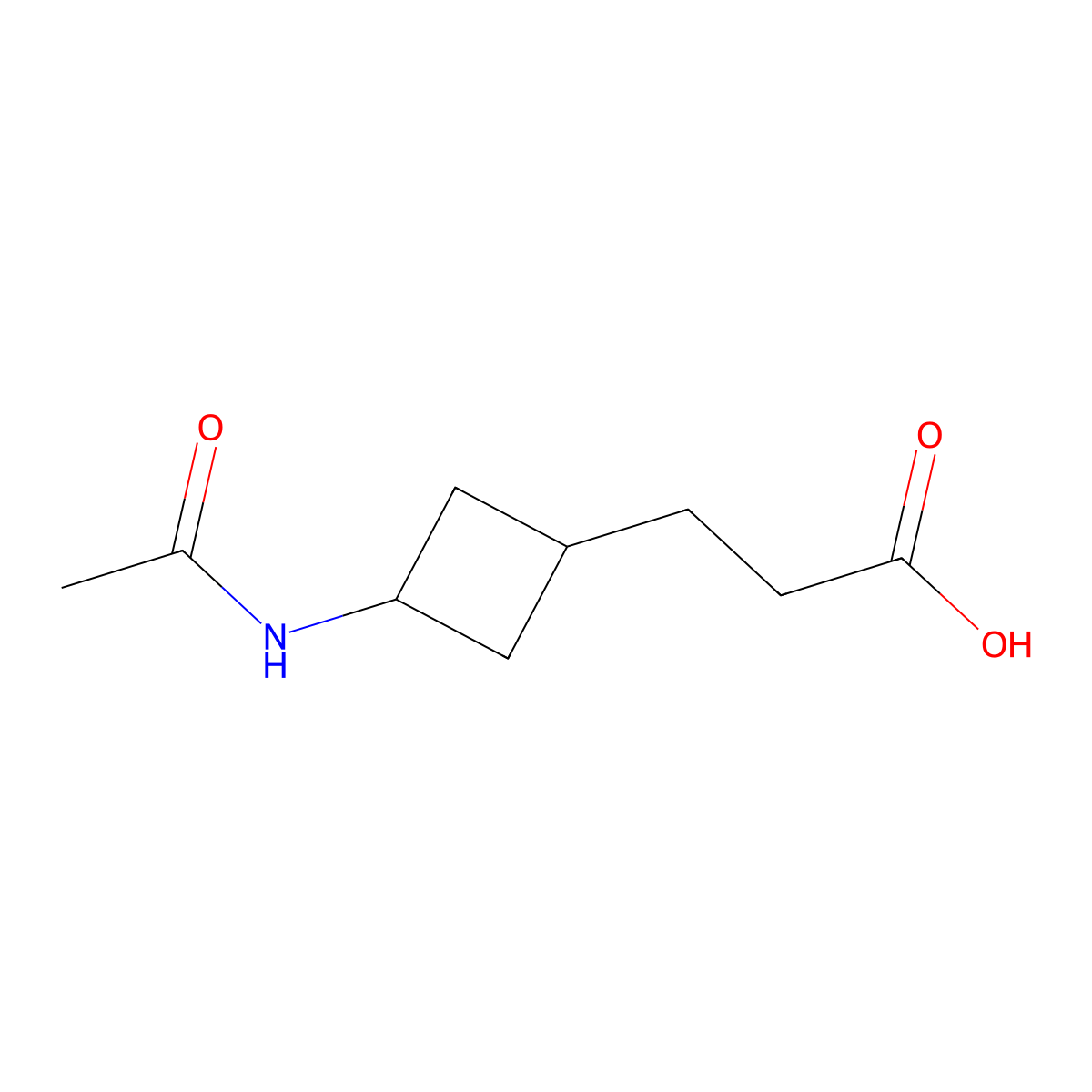 3-(3-Acetamidocyclobutyl)propanoic acid molecular structure, CAS 2298596-25-3