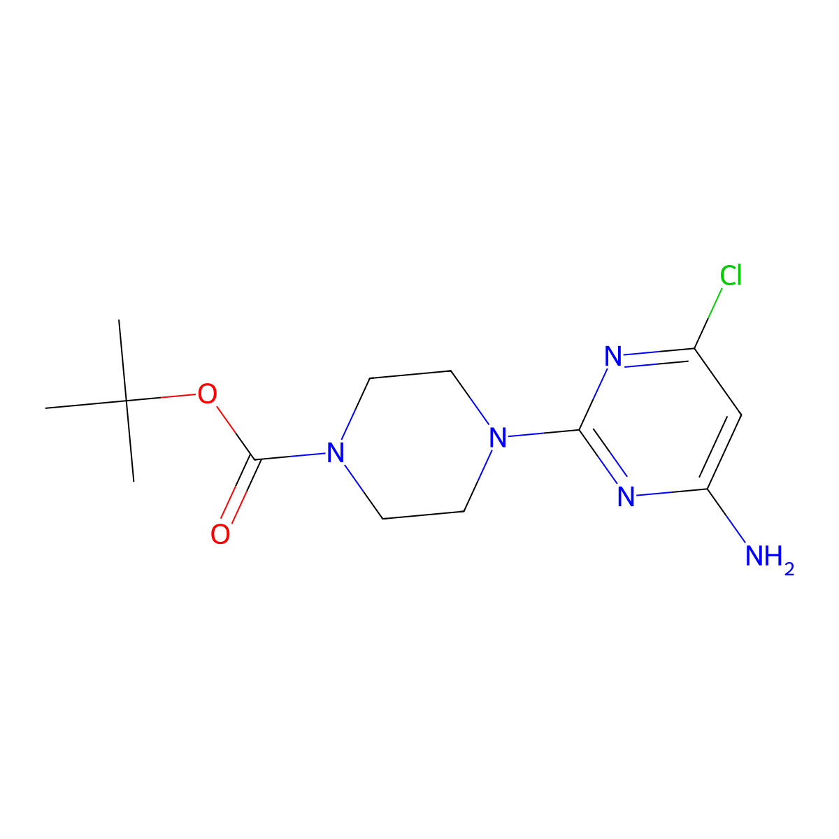 Tert-butyl 4-(4-amino-6-chloropyrimidin-2-yl)piperazine-1-carboxylate molecular structure, CAS 2298613-59-7
