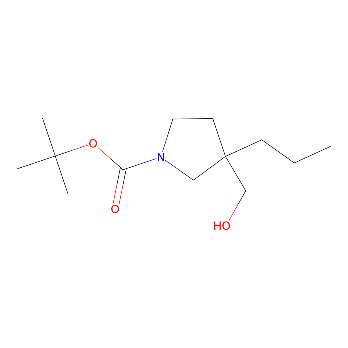 Tert-butyl 3-(hydroxymethyl)-3-propylpyrrolidine-1-carboxylate molecular structure, CAS 2298701-22-9