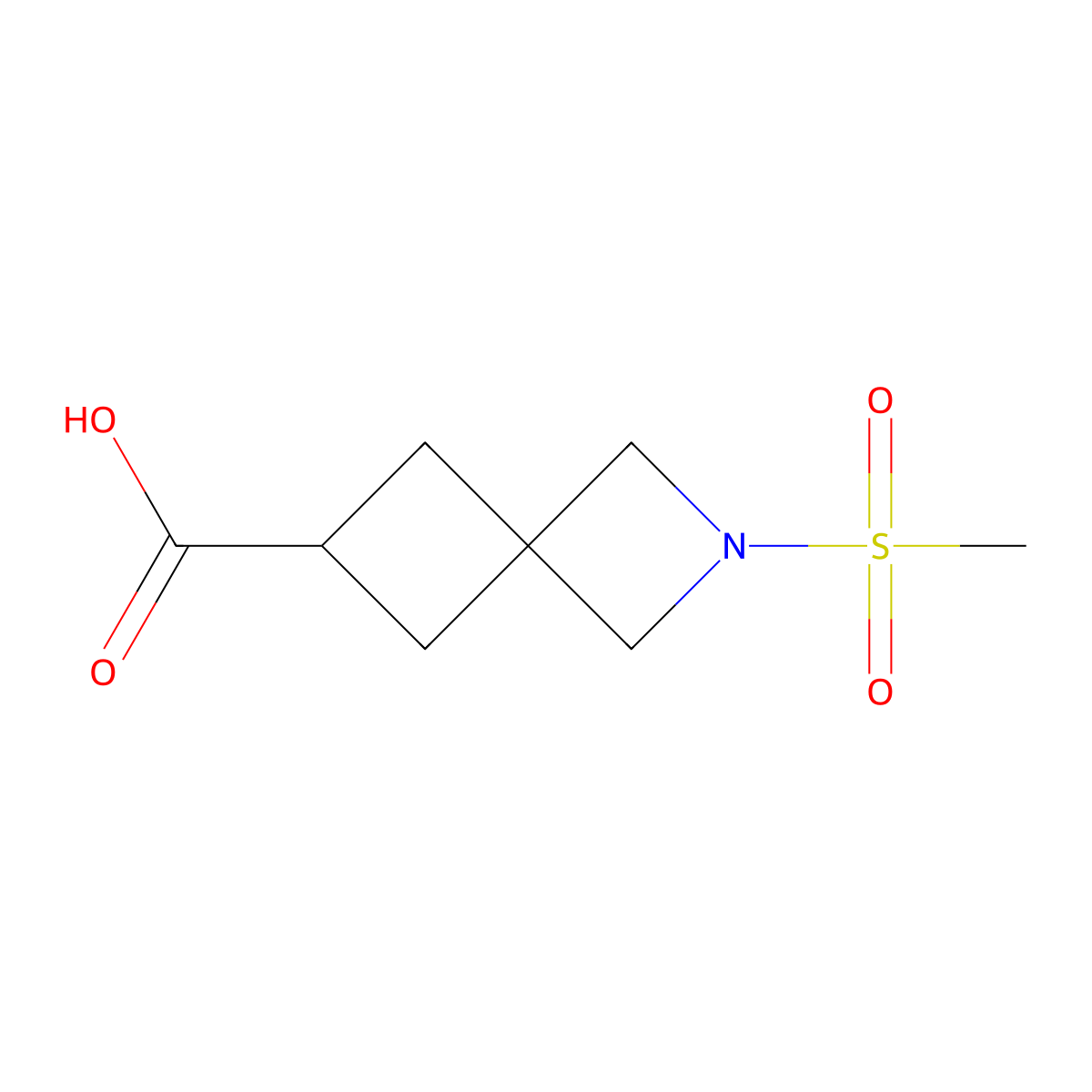 2-Methylsulfonyl-2-azaspiro[3.3]heptane-6-carboxylic acid molecular structure, CAS 2298733-55-6