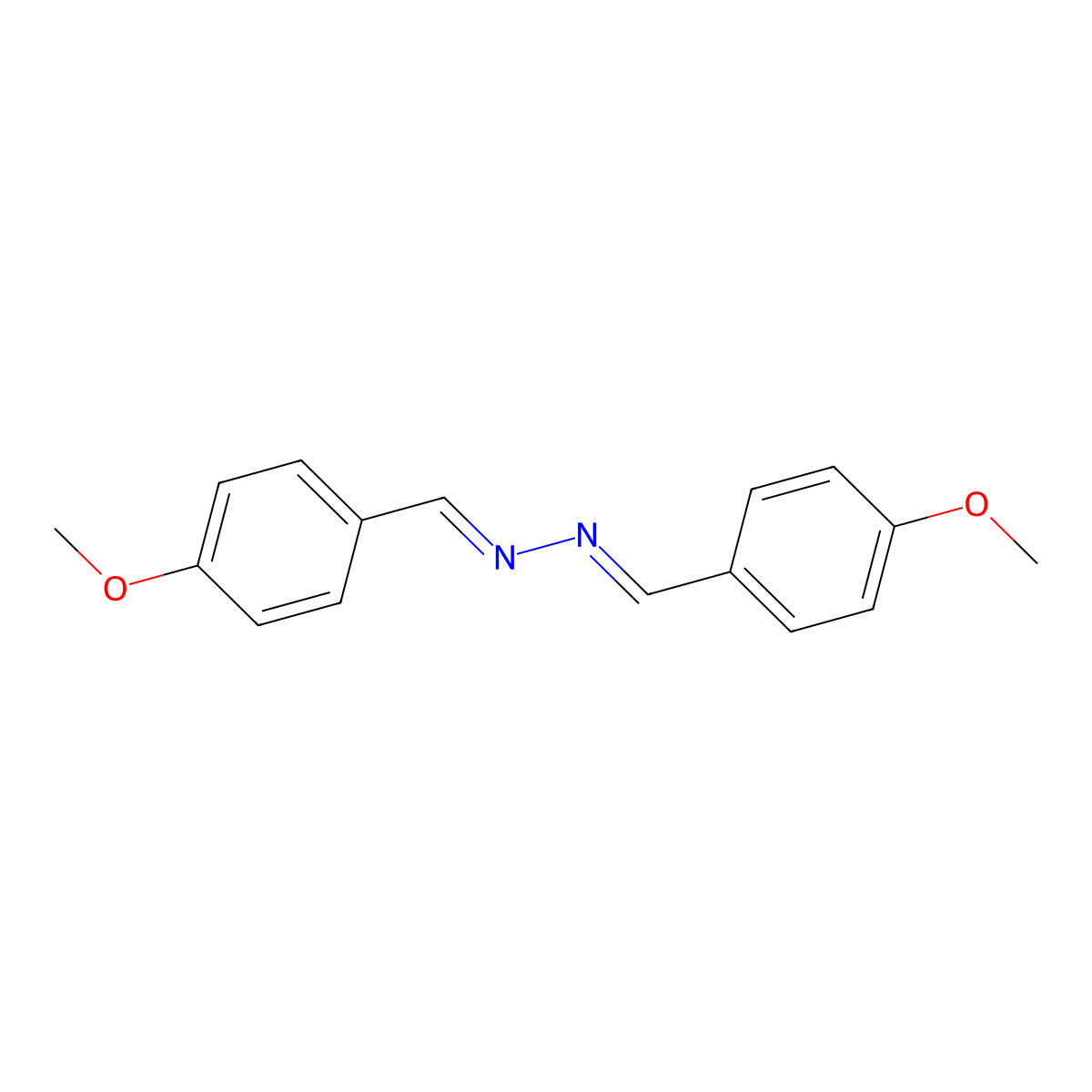 Benzaldehyde, 4-methoxy-, 2-((4-methoxyphenyl)methylene)hydrazone molecular structure, CAS 2299-73-2