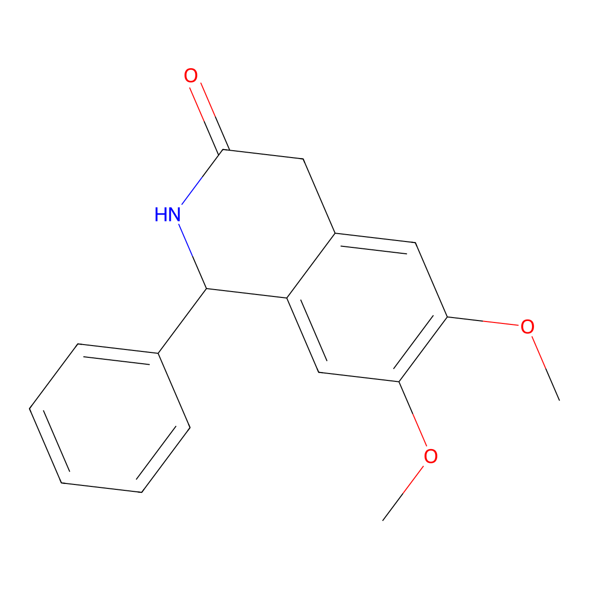 3(2H)-Isoquinolinone, 1,4-dihydro-6,7-dimethoxy-1-phenyl- molecular structure, CAS 22990-16-5