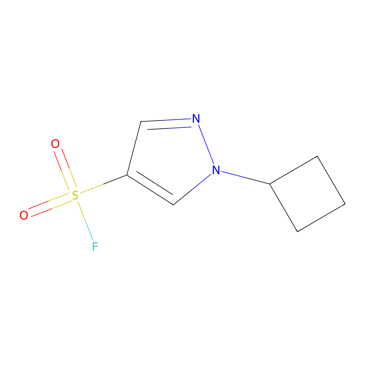 1-cyclobutyl-1H-pyrazole-4-sulfonyl fluoride molecular structure, CAS 2299033-88-6