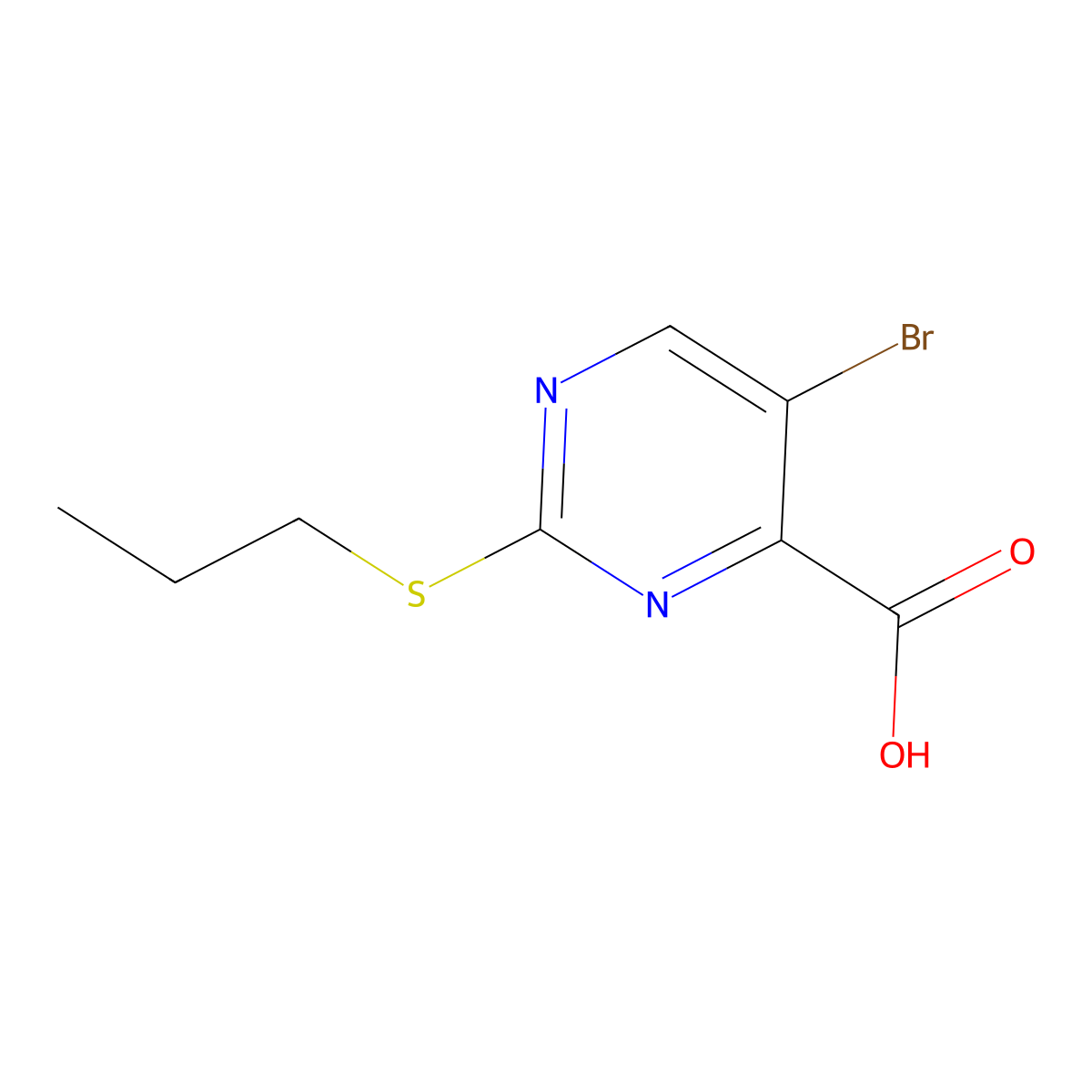 5-Bromo-2-(propylthio)pyrimidine-4-carboxylic Acid molecular structure, CAS 2299065-06-6